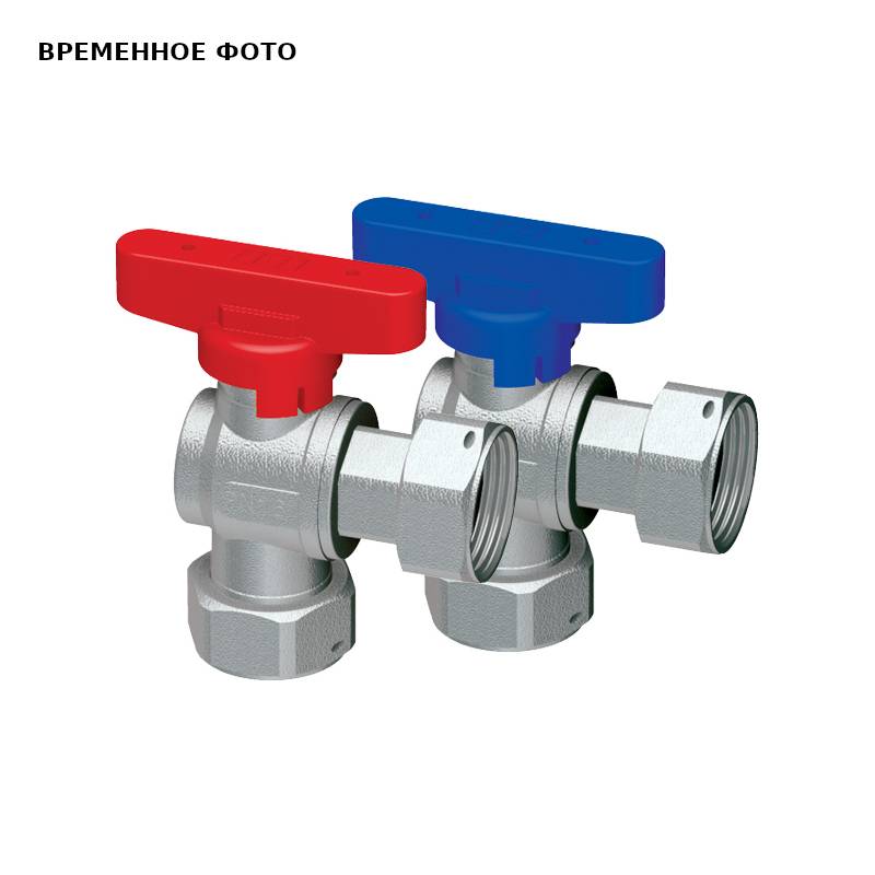 Шаровой кран угловой FIV 3/4 с накидными гайками красная ручка FS 3099 34RC