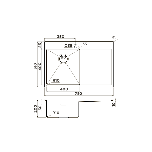 Кухонная мойка Omoikiri Akisame 78-LG-L 78x51 см нержавеющая сталь светлое золото 4973085