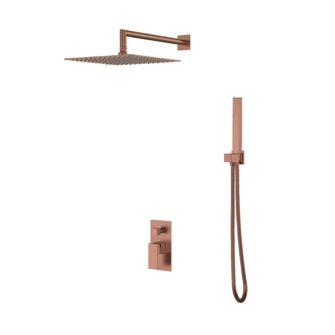 Душевой комплект встраиваемый Boheme Qubic со смесителем без излива brushed bronze 474-3-BRB