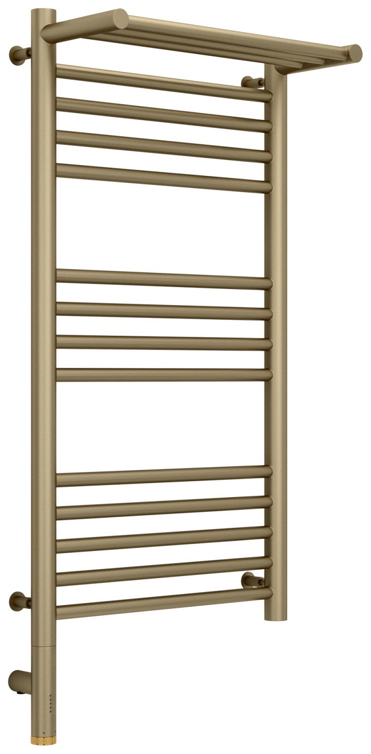 Полотенцесушитель электрический Сунержа Богема 3.0 с 1 полкой 432x924 мм левый золотой шелк матовый 32-5806-8040