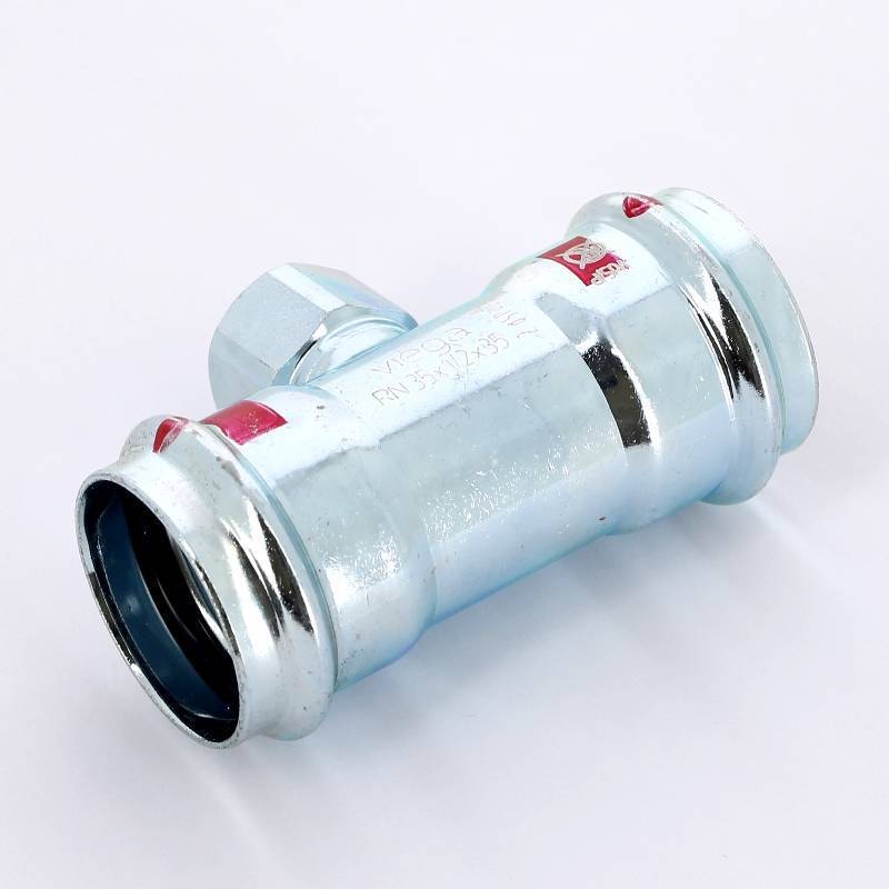 Тройник пресс-ВР оцинкованная сталь Viega Prestabo 35х1/2х35 мм 558932