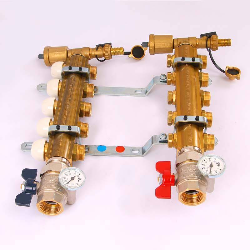 Коллекторная группа с термостатическими вентилями и расходомерами Tiemme 1x3/4 EK 5 выходов 3870001