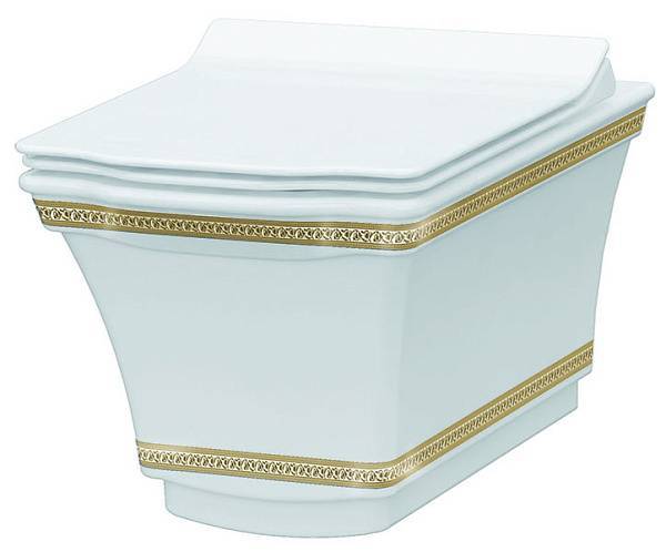 Унитаз подвесной Boheme Hermitage 37х52х37.5 см белый золото 951-G