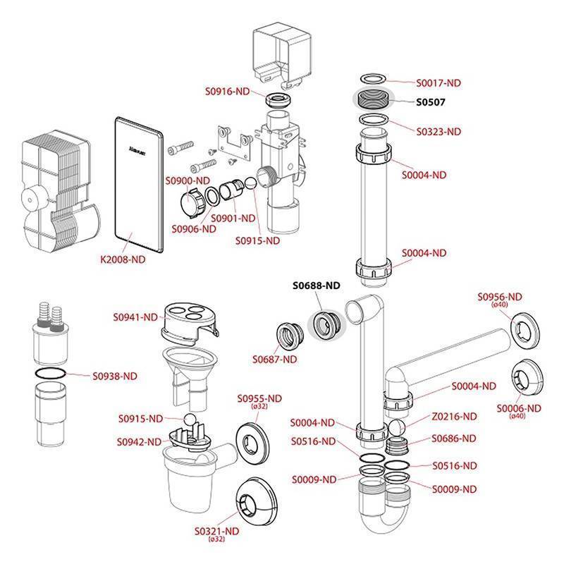 Сифон для сбора конденсата Alcaplast AKS4 скрытого монтажа 50 мм нержавеющая сталь AKS4