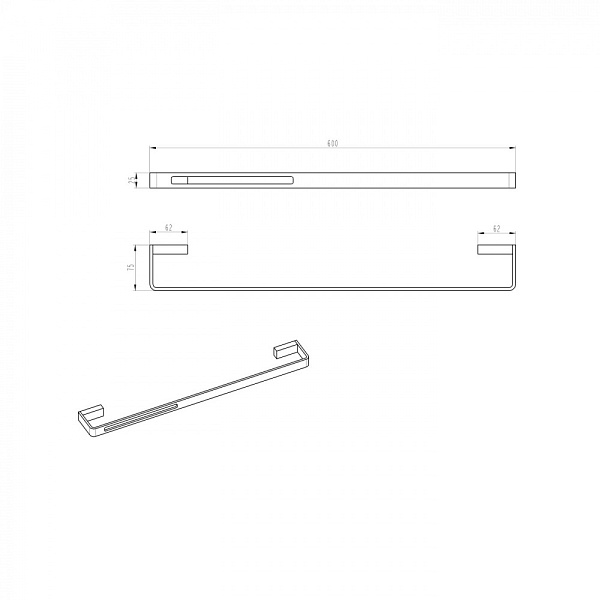 Полотенцедержатель Boheme Q 60 см хром/черный 10942-CR-B