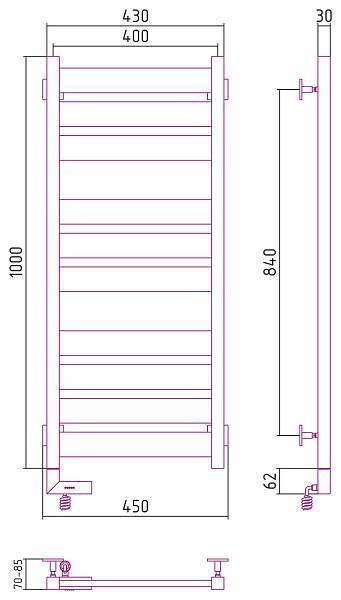 Полотенцесушитель электрический Сунержа Центурион 2.0 400x1000 мм левый белый 12-5602-1040