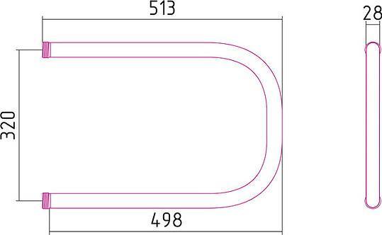 Полотенцесушитель водяной Стилье П-образный 51.3x34.8 см нержавеющая сталь 00002-3250