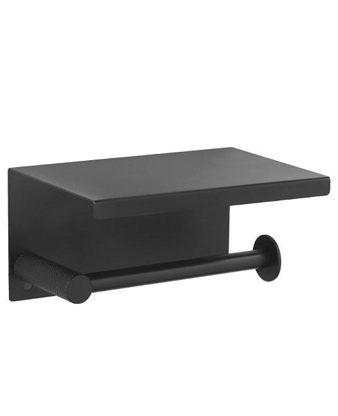 Держатель для туалетной бумаги с полкой Boheme Uno черный матовый 10971-B