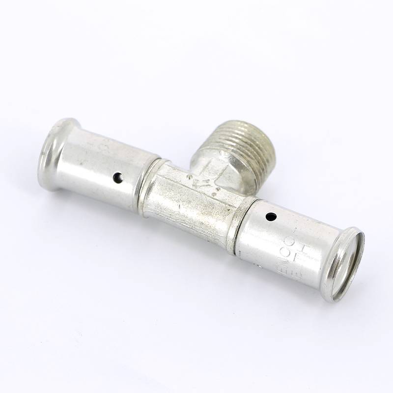 Тройник пресс латунный HENCO с наружной резьбой 16x1/2x16 14P-160416