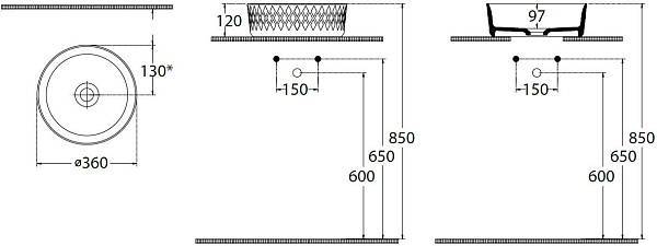 Раковина-чаша Allen Brau Fantasy 36х36х12 см розовый 4.11033.SM