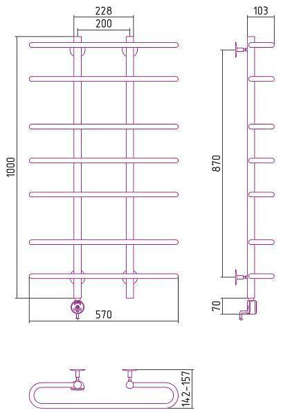 Полотенцесушитель электрический Стилье Формат 15 60x100 см без покрытия 00515-1060