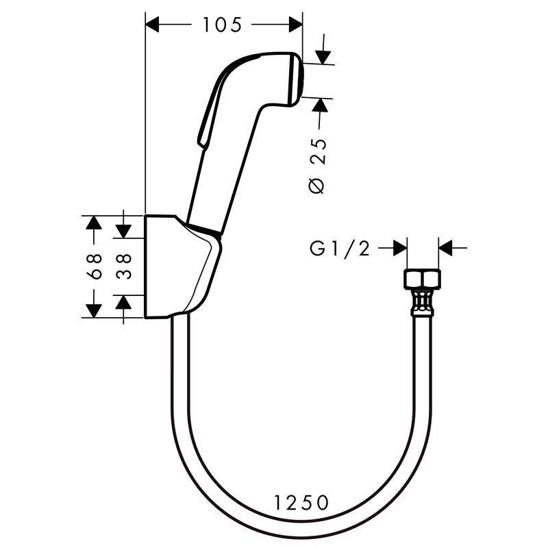 Гигиенический душ hansgrohe 1jet с держателем и шлангом 125 см белый/хром 32127000