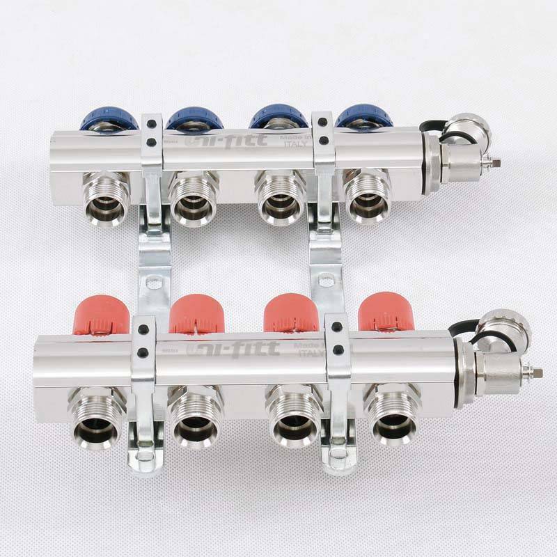 Коллекторная группа с балансировочными и термостатическими вентилями UNI-FITT 1x3/4 EK 4 выхода 441E4304