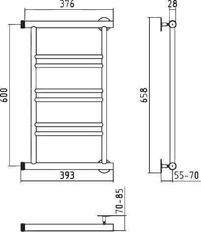 Полотенцесушитель водяной Стилье Минор 0601 39.3x65.8 см 00601-6040