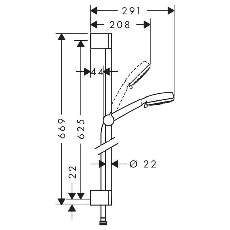 Душевой гарнитур Hansgrohe Crometta 100 Vario со штангой 65 см белый/хром 26651400