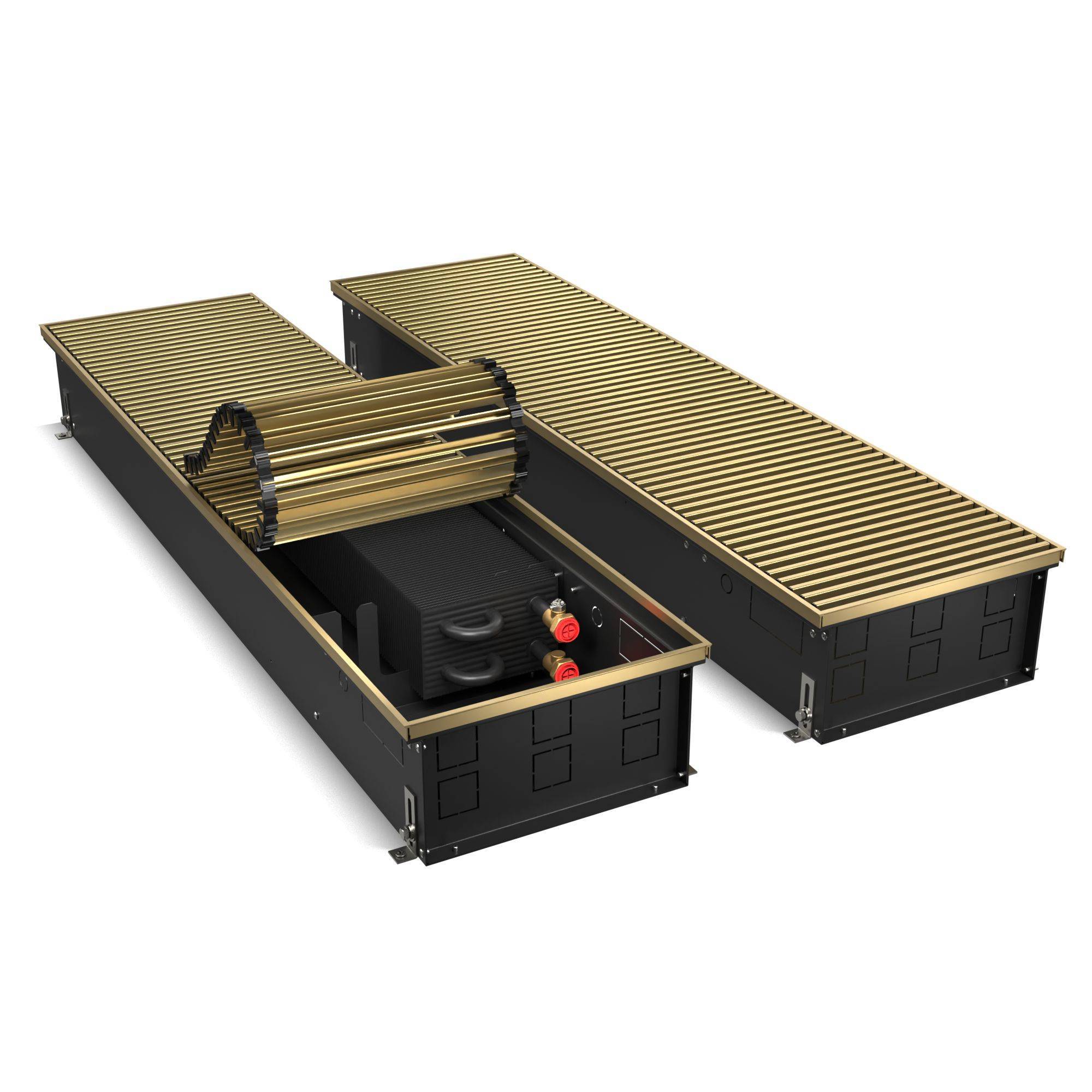 Внутрипольный конвектор Royal Thermo ATRIUM 150x300x800 мм с решеткой анодированное золото 1493144