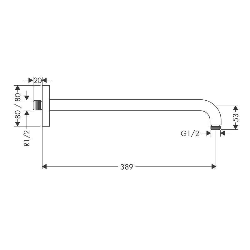 Держатель верхнего душа Hansgrohe Raindance E 389 мм хром 27446000