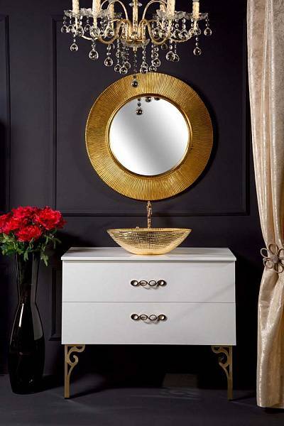 Зеркало круглое подвесное Boheme NeoArt 82х5х82 см золото 528-G light