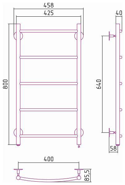 Полотенцесушитель электрический Стилье Формат 40 40x80 см 00540-8040