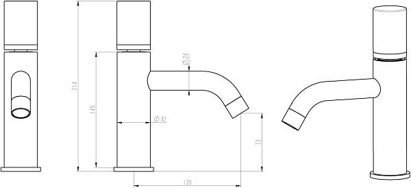 Смеситель для раковины Boheme Stick черный матовый 121-B-MR-B
