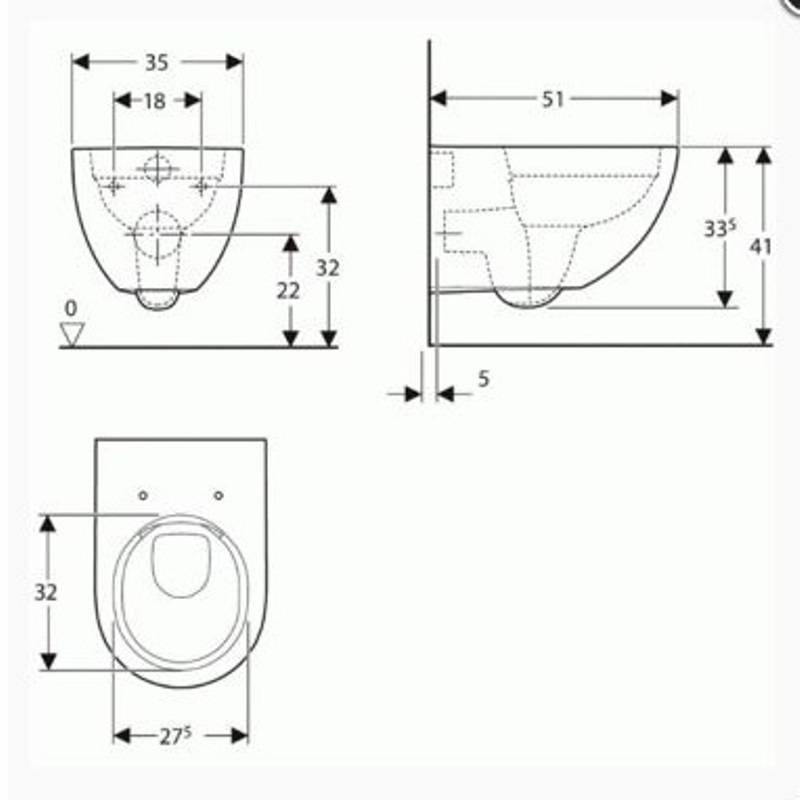 Унитаз подвесной безободковый Geberit Acanto Rimfree 51х35 см 500.600.01.2