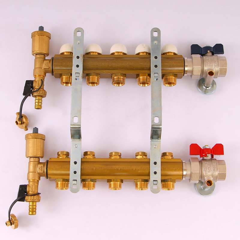 Коллекторная группа с термостатическими вентилями и расходомерами Tiemme 1x3/4 EK 5 выходов 3870001