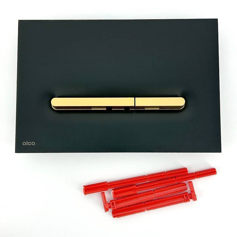 Кнопка смыва Alcaplast Linka черный матовый/золото матовый M1878-7