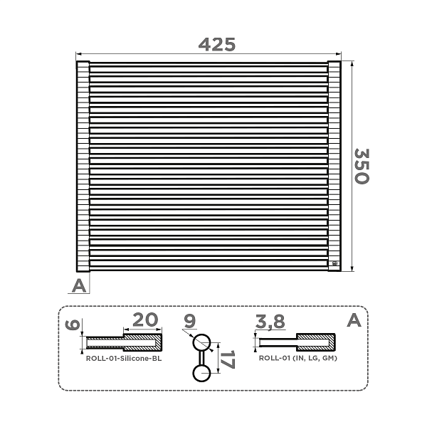 Ролл-мат OMOIKIRI ROLL-01-IN нержавеющая сталь 4997000