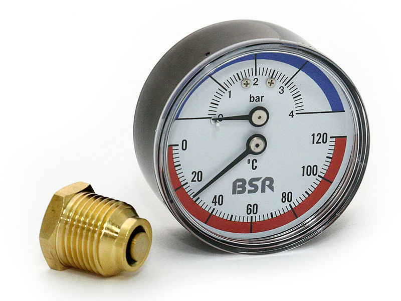 Термоманометр Watts BSR 0-4 бар 0-120 °C 63 мм 1/2 аксиальный 4991100231