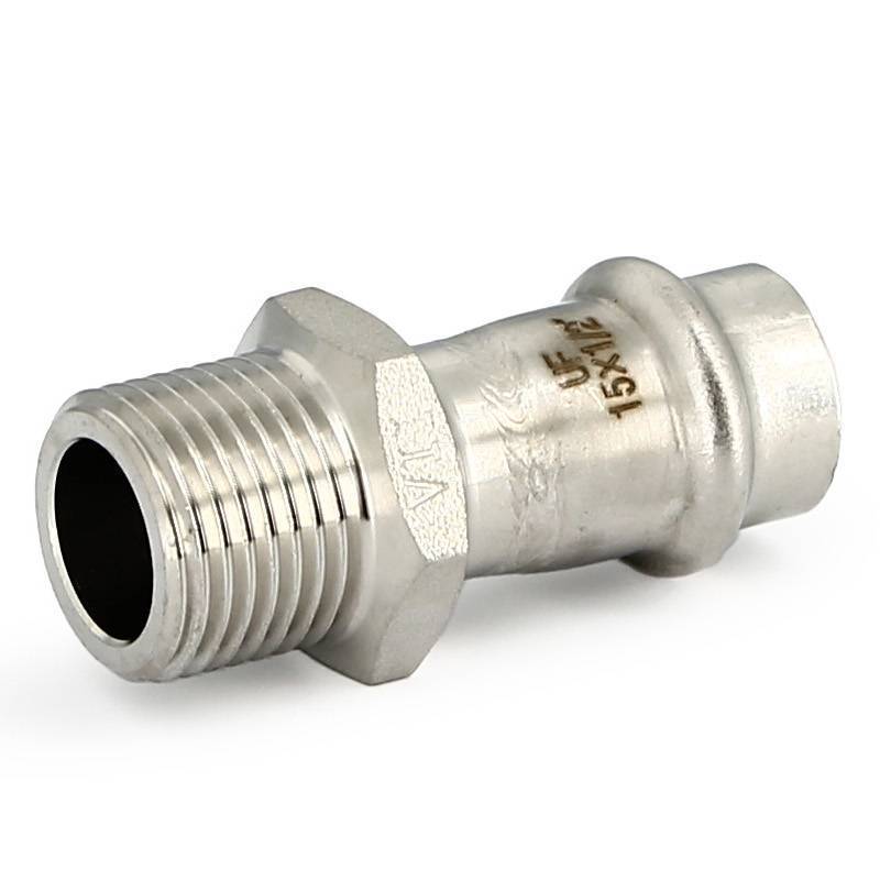 Муфта пресс с наружной резьбой Uni-Fitt 18х3/4 нержавеющая сталь 772S2300