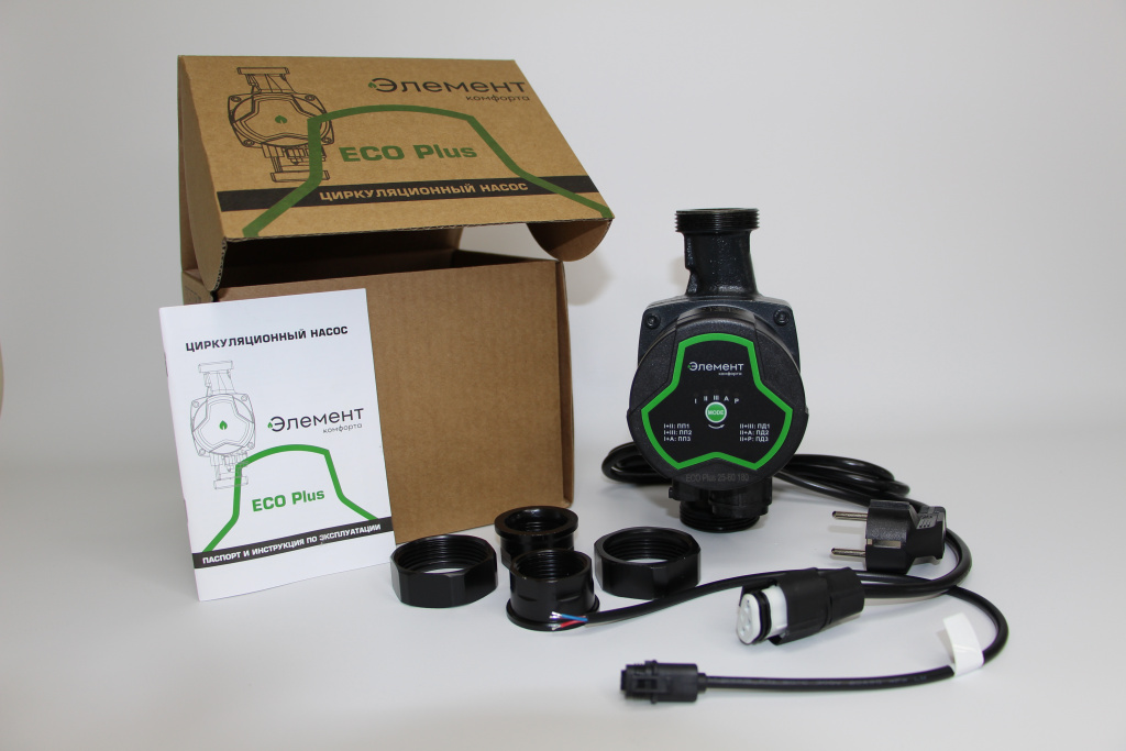 Циркуляционный насос ECO Plus 25-60 180 с комплектом гаек ECEP2560180