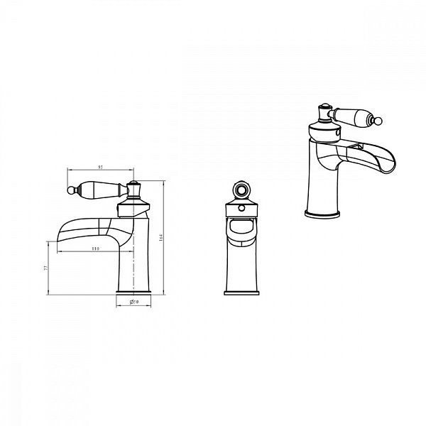 Смеситель для раковины Boheme Vogue глянцевое золото 211