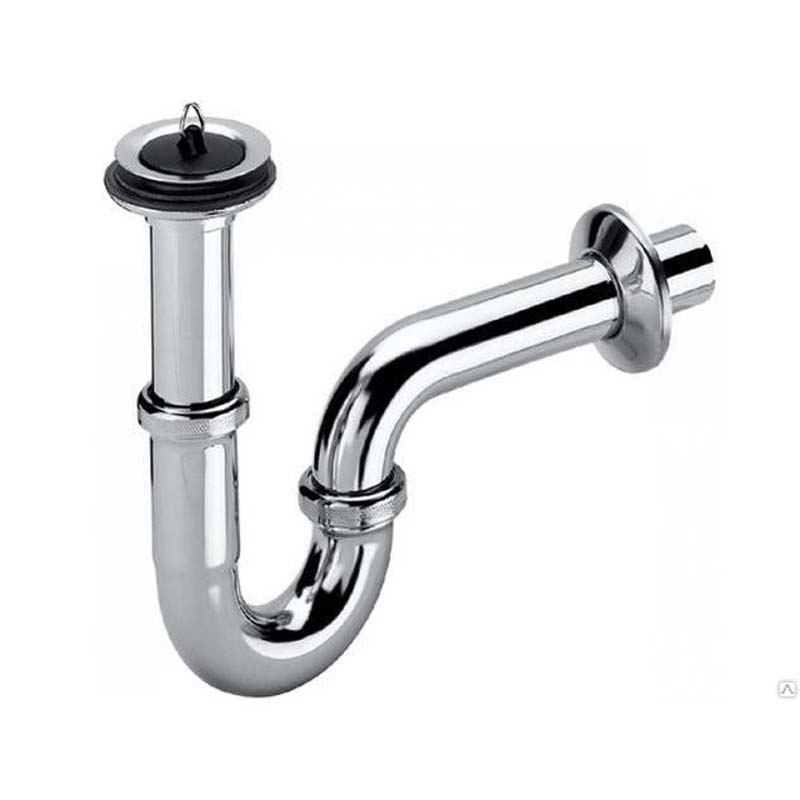 Сифон трубный Viega 5612 с горизонтальным отводом и пробкой хром 111298