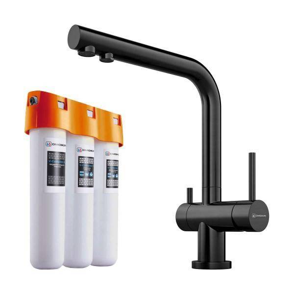 Смеситель для кухни Omoikiri Nagano-GM с фильтром Pure Drop Lite вороненая сталь 4179.8028