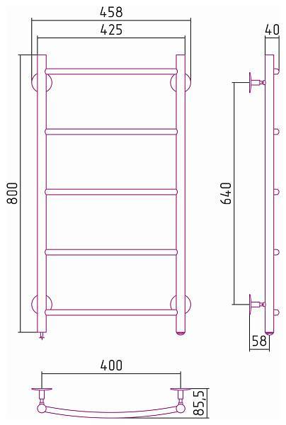 Полотенцесушитель электрический Стилье Формат 40 40x80 см 00541-8040