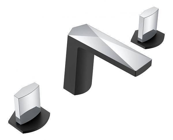 Смеситель для раковины Boheme Venturo врезной на 3 отверстия Ice черный матовый/хром матовый 150-BCR-ICE