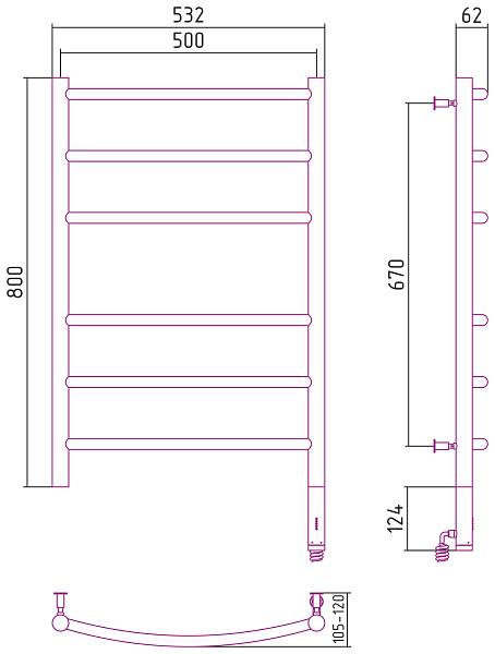 Полотенцесушитель электрический Сунержа Галант МЭМ 800x500 мм правый матовый черный 31-5401-8050
