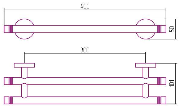 Держатель полотенец двойной Сунержа Каньон 40x10.1x5 см черный хром 01-3002-0400