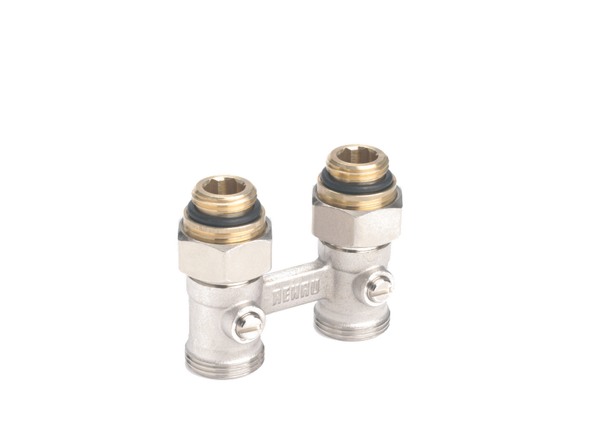 Пара шаровых кранов Rehau G 1/2 x G 3/4 прямые никелированные 1245196