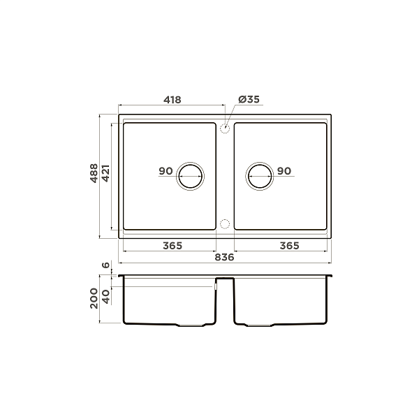 Кухонная мойка OMOIKIRI Kitagawa 83-2-U-GB Artceramic 83,6x48,8 см графит 4993811