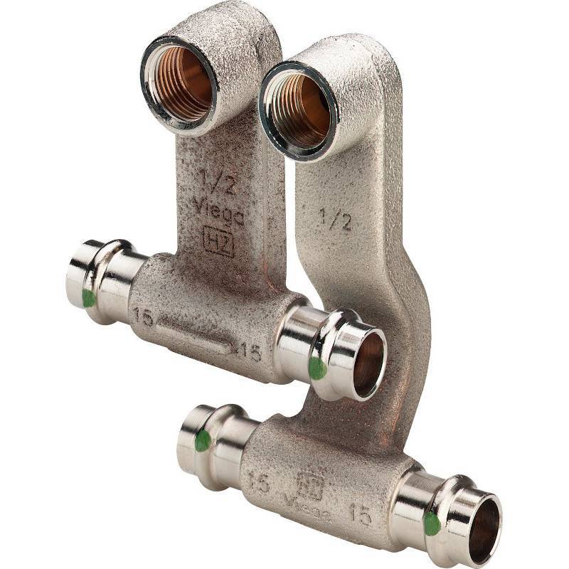 Водорозетка пресс-В Viega Sanpress с SC-Contur 15 проходная 446628