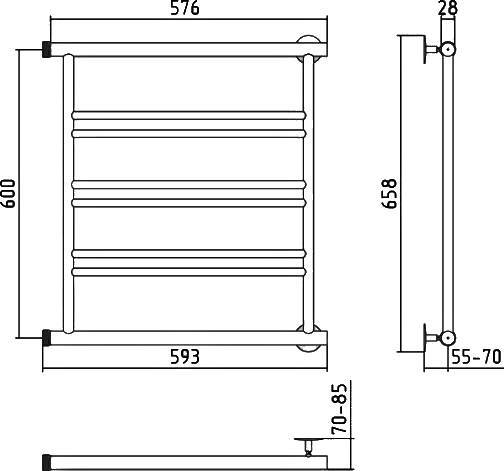 Полотенцесушитель водяной Стилье Минор 0601 59.3x65.8 см 00601-6060