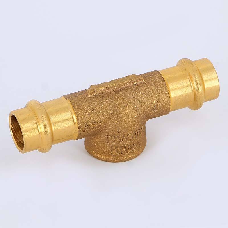 Тройник пресс-В Viega Sanpress 15х1/2х15 бронза 115630