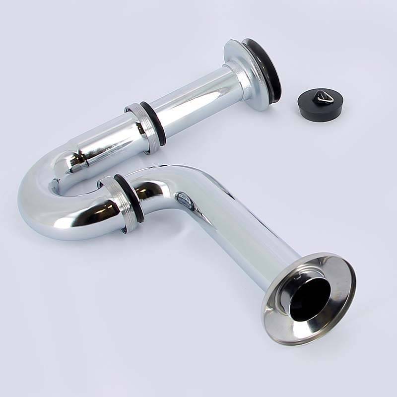 Сифон трубный Viega 5612 с горизонтальным отводом и пробкой хром 111298