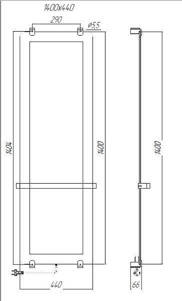 Полотенцесушитель электрический Allen Brau Infinity 140x44 см с рейлингом и креплением 00288921