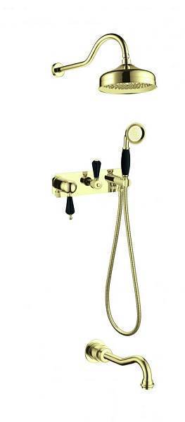 Душевой комплект встраиваемый Boheme Tradizionale Nero верхний душ 20.8 см золото 258