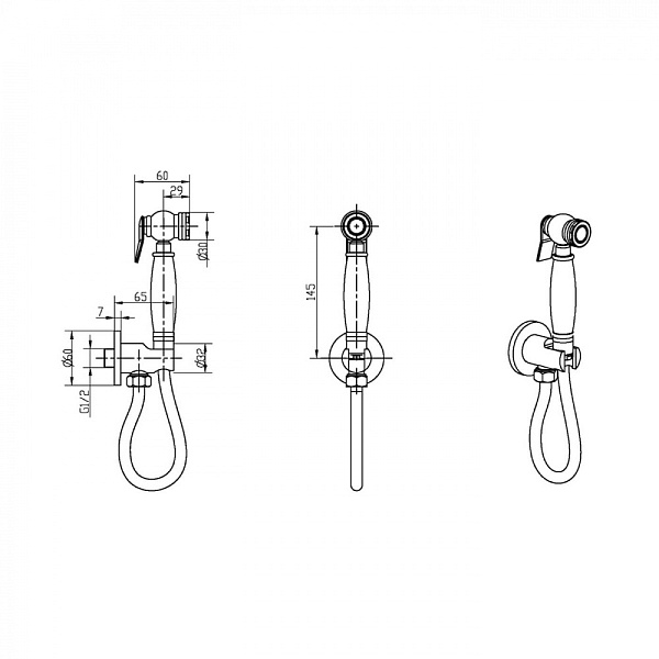 Гигиеническая лейка Boheme Imperiale без штуцера золото 405-2