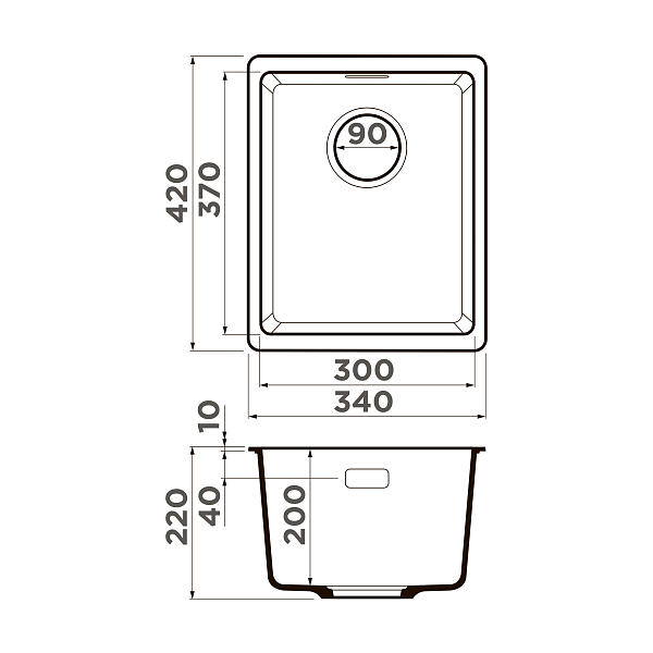 Кухонная мойка Omoikiri Kata 34-U-BE Artgranit ваниль 34x42 см 4993380