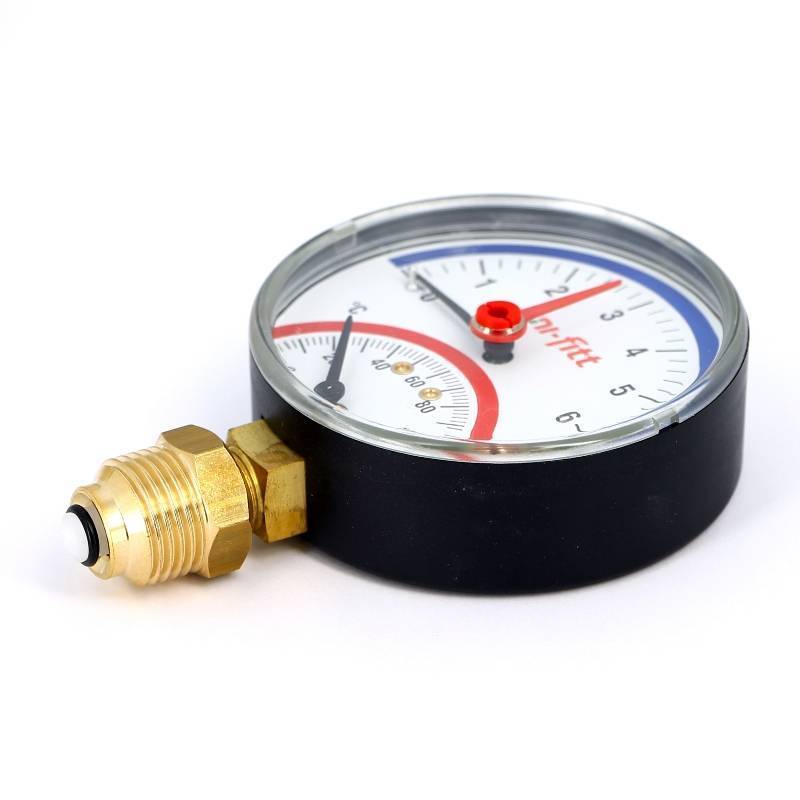 Термоманометр радиальный Uni-Fitt 6 бар 120 °C 80 мм 1/2 311P2442