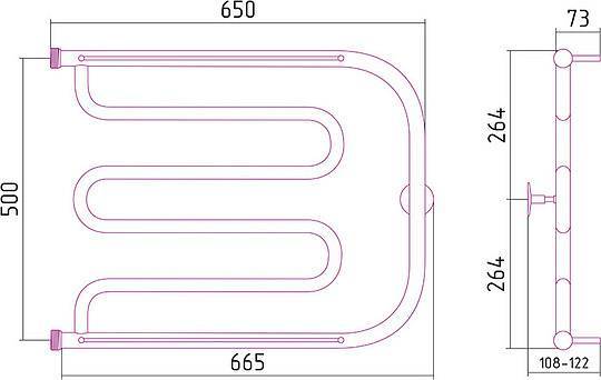 Полотенцесушитель водяной Стилье Тандем 65x52.8 см 00016-5065